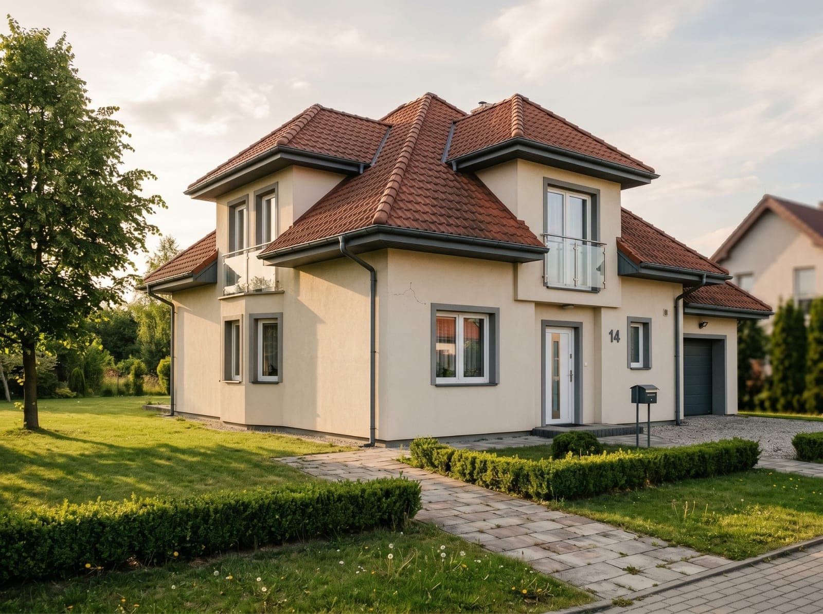 Elewacja domu po softwashingu bez konieczności malowania - świeży wygląd po samym myciu, znacząca oszczędność wobec pełnej renowacji